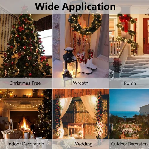 Vista 7 de Luces de Navidad – Cadena de luces a pilas, 50 unidades, luces LED transparentes, 8 modos, mini juego de luces con temporizador para árbol