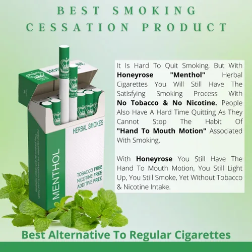 Vista 5 de Honeyrose, Mentol - Cigarros de hiervas libres de tabaco y nicotina, 100% natural, fabricado en Inglaterra
