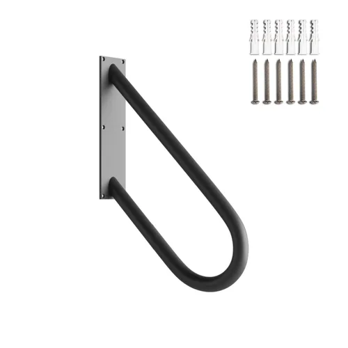 Pasamanos de escalera en forma de U de 18 pulgadas para 1-2 escalones, barandillas de escalera negras para interiores o exteriores, barandillas de