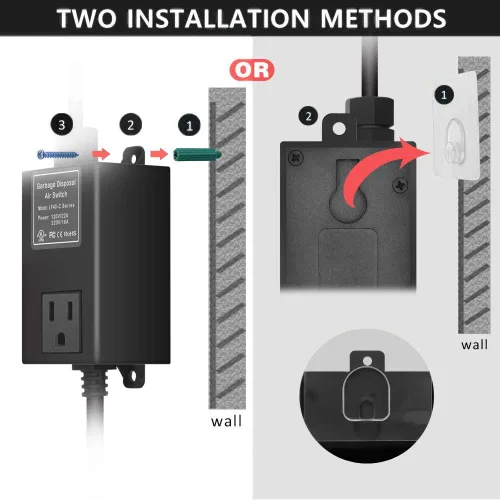 Vista 3 de Kit de interruptor de aire de eliminación de basura para eliminación de residuos de fregadero con acero inoxidable aceitado bronce (ORB) botón