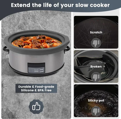 Vista 6 de Slow Cooker Liners fit Crock Pot 7-8 QT,Maywe Tanso for Crock Pot Liners For 7-8 Quart Oval Slow Cookers,Reusable & Leakproof Silicone Slow Cooker