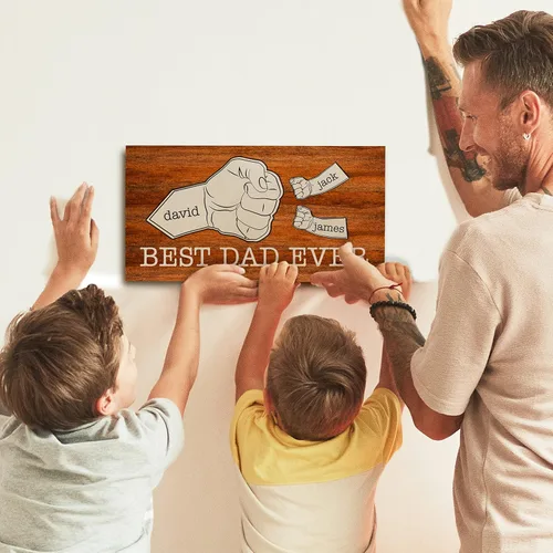 Vista 3 de Letreros personalizados de madera para el Día del Padre, con nombres, 6 diseños, 5 colores de madera, placa de madera de pesca personalizada