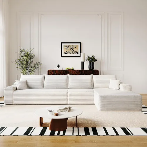 Vista 12 de AUGOP Sofá modular moderno de 96 pulgadas para sala de estar, sofá modular con sofás en forma de L, sofá tapizado sin hueso, sofá seccional con Negro