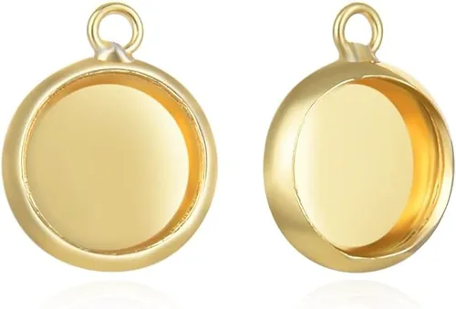 Adabele - Juego de 20 piezas de bisel dorado resistente al deslustre, bandeja de ajuste de joyería para cabujón redondo de 0.236 in, cabujón