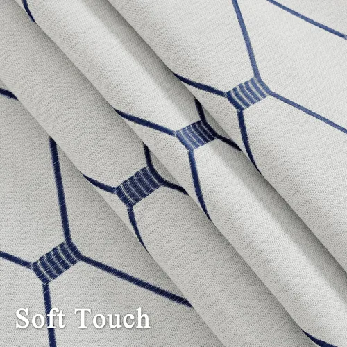 Vista 6 de Cortinas bordadas de 84 pulgadas de largo, juego de 2 paneles para sala de estar, dormitorio, cortinas texturizadas de lino de algodón con textura