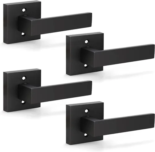 Vista 24 de KNOBWELL Paquete de 1 manija de puerta simulada negra para el interior, manijas de puerta simuladas con asas, tirador de puerta con función de giro