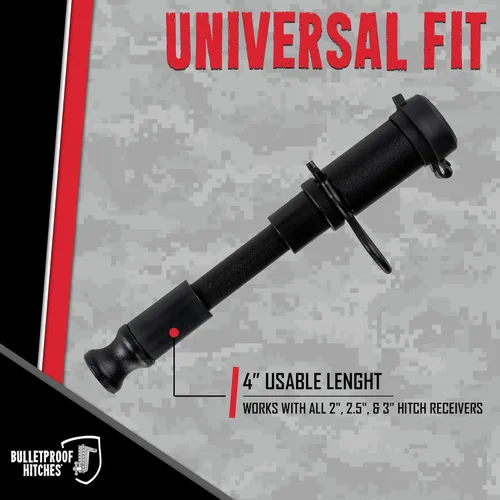 Vista 2 de BulletProof Hitches - Pasador de bloqueo de enganche de remolque de 5/8" - Ajuste universal, acero inoxidable, tapa de goma resistente a la Negro