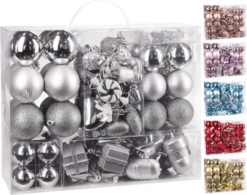 Vista 13 de BRUBAKER 77ct - Adornos de árbol de Navidad - Inastillables - Bolas de Navidad, estrellas, conos de pinos, botas, calcetines, paquetes