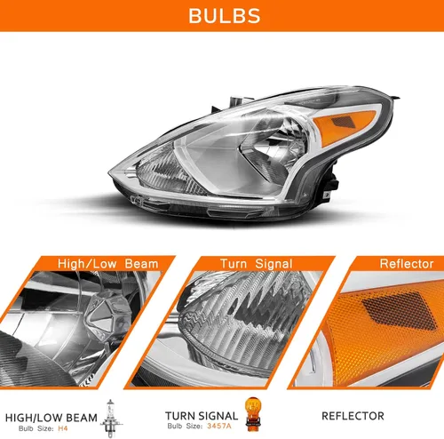Vista 2 de Conjunto de faros delanteros compatible con Nissan Versa 2015, 2016, 2017, 2018, 2019, lado izquierdo del conductor