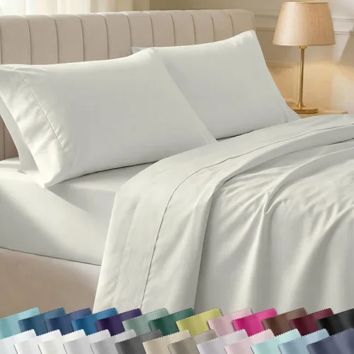 Vista 10 de CALIFORNIA DESIGN DEN - Juego de 2 sábanas de 400 hilos y satén de algodón 100% natural, transpirables, extrasuaves, refrescantes, resistentes a