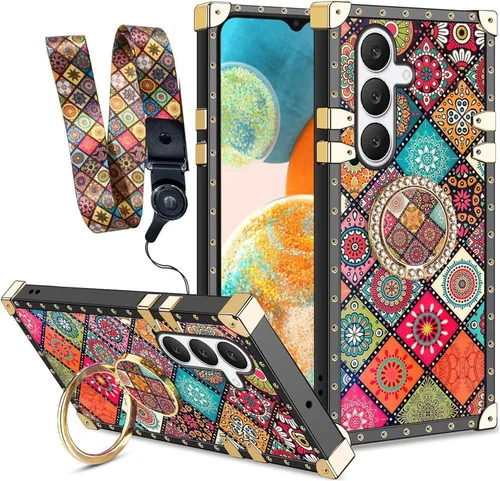 Vista 13 de nancheng for Samsung Galaxy S24 FE Case for Girls Women Stylish Luxury Bees Design Case with Ring Stand Holder + Strap Lanyard Shockproof Protection