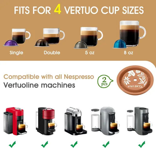 Vista 4 de VIVI SKY Tapas de cápsula de café reutilizables funcionan con cápsulas N*espresso Pods Vertuoline, tapas de silicona de grado alimenticio utilizadas