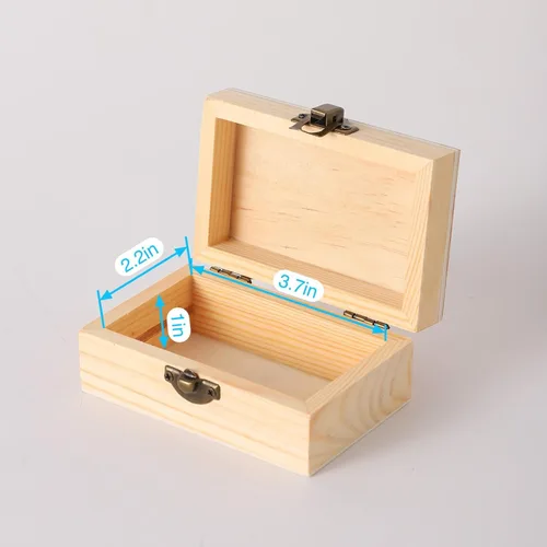 Vista 3 de 12 cajas pequeñas de madera para manualidades, cajas de madera sin terminar de 4.3 x 2.7 x 1.8 pulgadas con tapa, caja de recuerdo