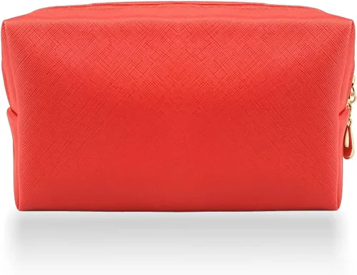 Vista 12 de Pequeña bolsa de maquillaje portátil para mujeres, bolsa de maquillaje impermeable para viajes (beige, normal)