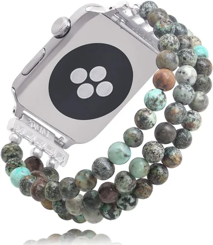 Pulsera de cuentas de piedra natural compatible con Apple Watch Band Series 9, 10, Ultra 2, SE, Ultra 8 7 6 5 4 3 2 1, correa de reloj elástica para