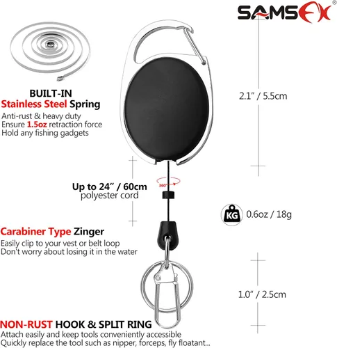 Vista 3 de SAMSFX Herramienta para atar nudos de pesca, pinzas de pesca con mosca multifuncionales con retractor, hilo de pesca Knot Tyer, nudos de uñas