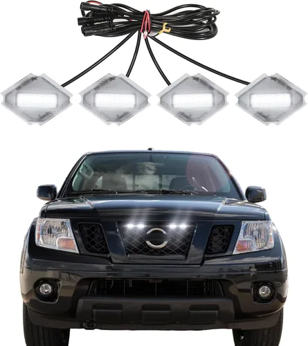 Vista 8 de Luces de rejilla de parachoques delantero para Nissan Frontier 2009-2021 Accesorios LED Marca de circulación Marcas de acento DRL Se ajusta a PRO 4X