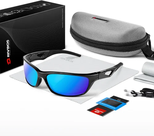 Vista 5 de RIVBOS Polarized Sports Sunglasses UV400 for Driving Cycling Fishing RB831 TR90 lightweight frame for cycling, baseball, running, driving and Negro
