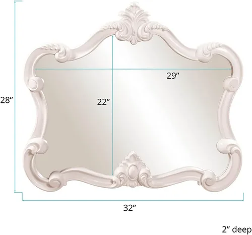 Vista 9 de Howard Elliott Veruca - Espejo ornamentado antiguo para punto focal de pared, rectangular grande para dormitorio, sala de estar y tocador, espejo