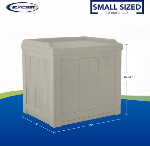 Vista 5 de Suncast - Caja pequeña de almacenamiento de 22 galones, de resina ligera para interior y exterior, para almacenar cojines, herramientas