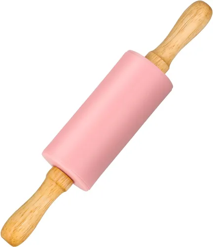 Vista 23 de Mini rodillo de silicona para niños, mango de madera antiadherente, 9 pulgadas, 1 paquete, color azul