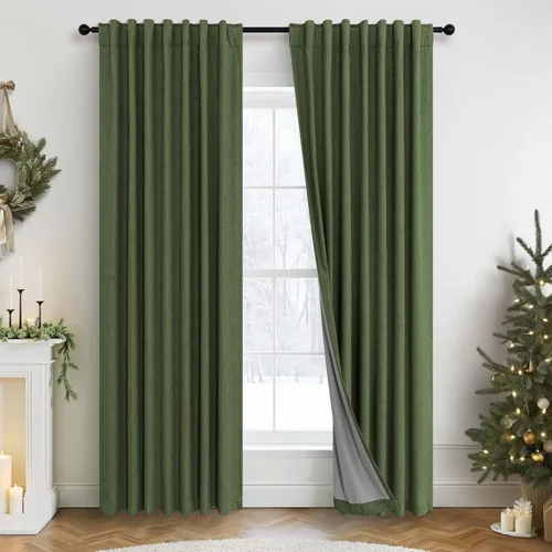 Vista 59 de Pitalk Cortinas cortas 100% opacas de lino para cafetería, 40 pulgadas de largo, 2 paneles, cortinas de puerta francesa para ventana, cortina