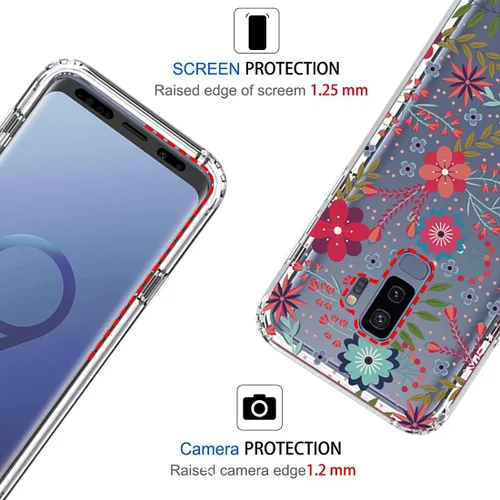 Vista 2 de Funda para Galaxy S9 Plus, para Samsung S9 Plus Funda transparente para niñas, TPU suave 360, cuerpo completo, a prueba de golpes, híbrido