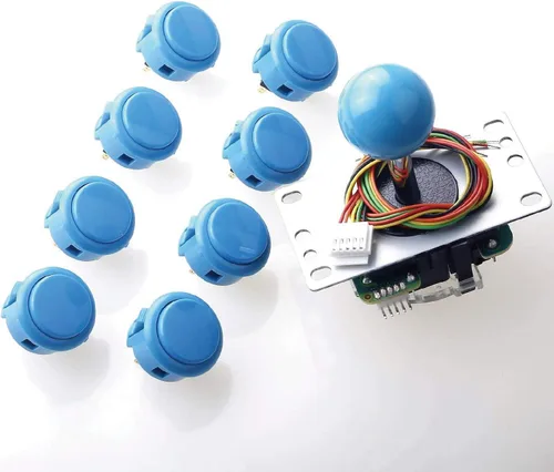 Sanwa JLF-TP-8YT Joystick Sanwa 8 piezas OBSF-30 juego de pulsadores Color azul claro para juego arcade 4 y 8 vías ajustable juego de videojuegos