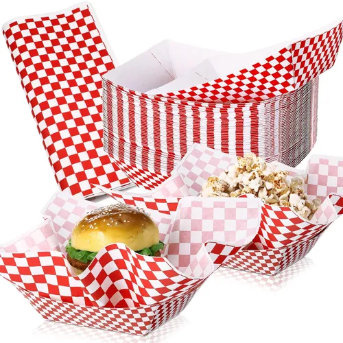 Vista 20 de Geosar 100 piezas de bandejas de papel negro para alimentos al por mayor desechables con envoltorio de papel encerado negro Bandejas para servir