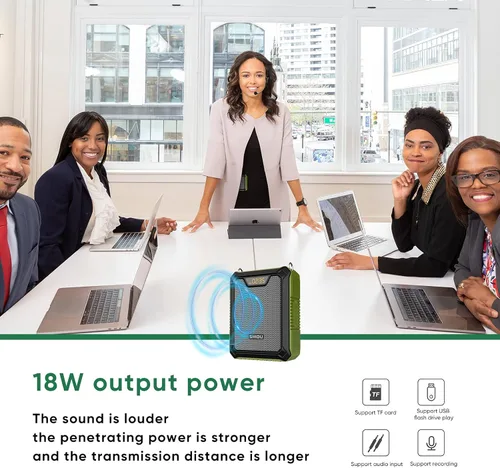 Vista 2 de SHIDU Amplificador de voz Micrófono de 18 W con altavoz IPX5 impermeable megáfono portátil Sistemas PA de 2500 mAh batería recargable
