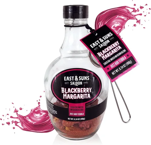 East & Suns Saloon BlackBerry Margarita - Botella de infusión con colador - Mezcladores de bebidas prémium para cócteles