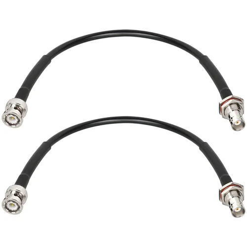 MOOKEERF 2 piezas de cable coaxial BNC macho a hembra de 50 ohmios RG58 - Extensión de antena de baja pérdida de 1 pie para radio CB/radio ham