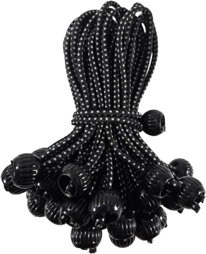 Vista 7 de Cuerda elástica de bola de 4 pulgadas, color negro, cuerda elástica de alta elasticidad, goma real, 50 piezas, resistente a los rayos UV, resistente