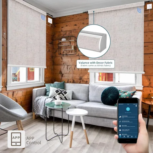 Vista 3 de Weffort Persiana enrollable motorizada de filtrado de luz funciona con HomeKit Alexa Google persianas inteligentes 70 opacas para ventanas con motor