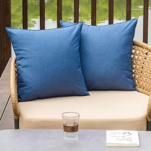 Vista 16 de NiNi ALL Juego de 2 fundas de almohada impermeables para exteriores, decorativas, casa de campo, jardín, fundas de cojín sólidas para patio, tienda