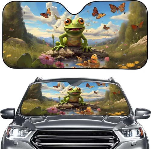 Vista 45 de Talayituse Parasol para parabrisas de automóvil, diseño de gato divertido 3D, ajuste universal, para automóvil, camión, SUV, bloquea el sol