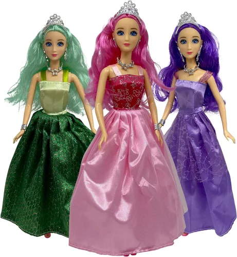 Vista 9 de Juego de muñecas de princesa para niñas, 3 muñecas pequeñas para casa de muñecas de cuento de hadas Muñecas de princesa de 11.5 pulgadas