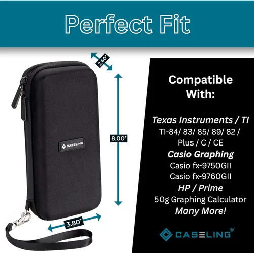 Vista 2 de Funda para calculadora gráfica, bolsa de almacenamiento, funda dura para transporte, color negro, Negro todo