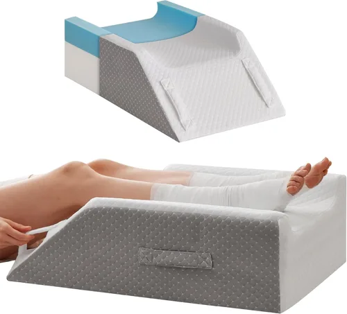 Vista 7 de MEGCXIT - Almohadas dobles de elevación de piernas para después de la cirugía, almohada de espuma viscoelástica para elevar las piernas, almohada