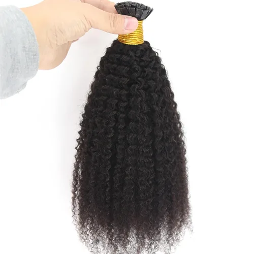 Vista 8 de ZigZag Hair Extensiones de cabello humano lacio tipo afro Yaki con punta plana y queratina, 100 hebras, extensiones de cabello humano de fusión