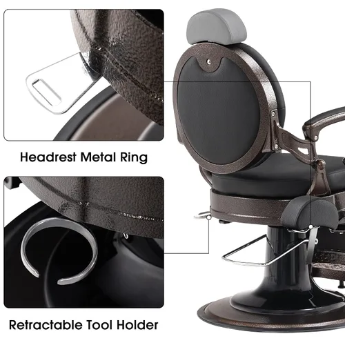 Vista 4 de BarberPub Silla de peluquero resistente, equipo de estilista 2933 (negro)