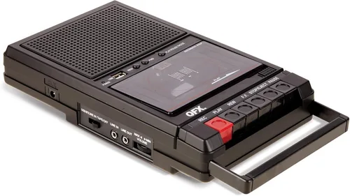 Vista 10 de QFX RETRO-39 Grabadora de cinta portátil para zapatos, cubierta de cinta de casete analógica con USB 2.0, micrófono incorporado, altavoz Bluetooth