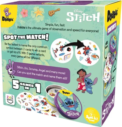 Vista 3 de Asmodee Dobble Disney Lilo and Stitch Family Card Game Ages 6+ 2-8 Players 15 Minutes Playing Time