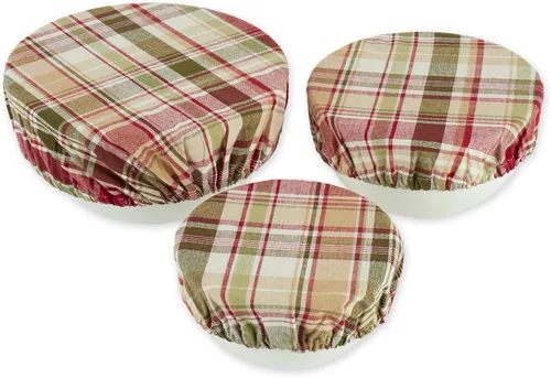 Vista 14 de DII Colección de fundas de tela reutilizables, lavables a máquina, algodón con elástico para almacenamiento de alimentos, 10.25"/8.25"/7.5" de rojo