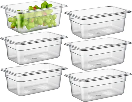 Vista 32 de CURTA Paquete de 6 sartenes NSF para alimentos, tamaño completo de 4 pulgadas de profundidad, policarbonato comercial de plástico transparente apto