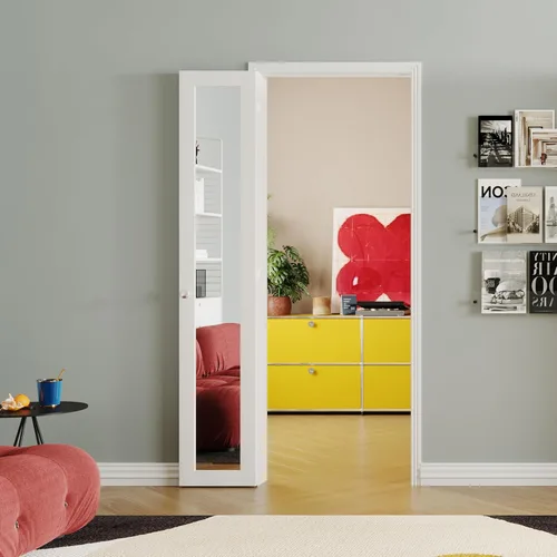 Vista 10 de Puerta Plegable de 180 Grados, para Aberturas de Puerta de Despensa de 24″x 80″, Puerta Plegable Blanca 1-Lite con Vidrio Esmerilado con Conjunto