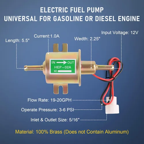 Vista 3 de Bomba de combustible eléctrica de alta resistencia de 12 V Universal W8sunjs Gasolina sólida de metal 12 voltios