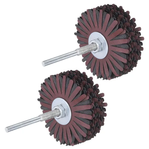 Vista 12 de uxcell Rueda de solapa de tela abrasiva Estrella de lijado vástago de 1/4 pulgadas para carpintería Tallado de raíces pulido de muebles Grano 80