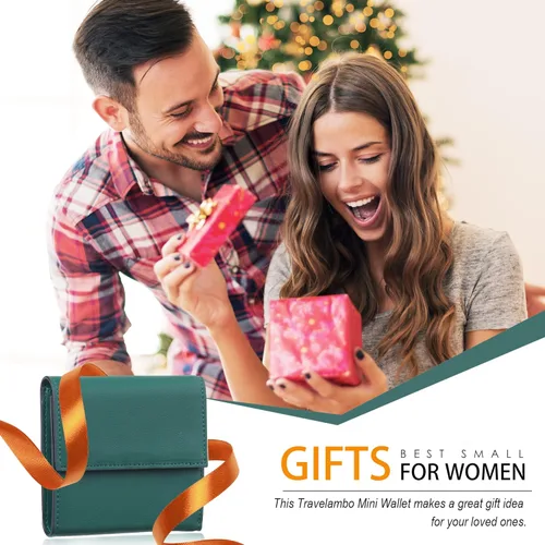 Vista 6 de TRAVELAMBO RFID Blocking Small Mini Compact Wallet Coin Pouch Holder Trifold Credit Card Holder Pocket Purse for Women