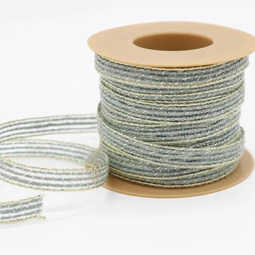 Vista 2 de Artsy Crafts - Paquete de 2 rollos de cinta de arpillera de 1/4 pulgadas con bordes de purpurina, 10 yardas cada uno, cinta de tela de yute rústica